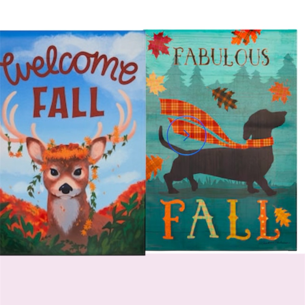 Fall Garden Flag QTY 2 Dog Fall Deer Multicolor 12.5 inch by 18 inches